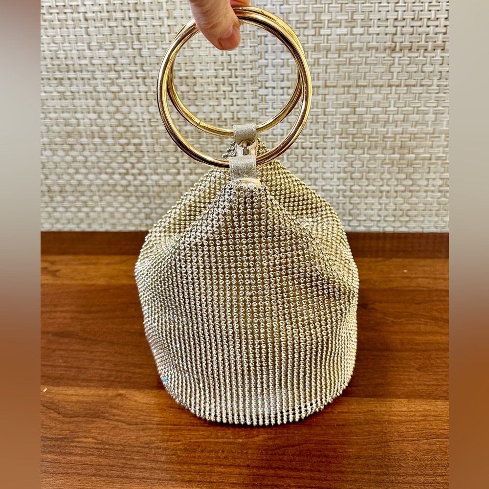 I.N.C. International Concepts Gold Rhinestone Mesh Ring Handle Bag